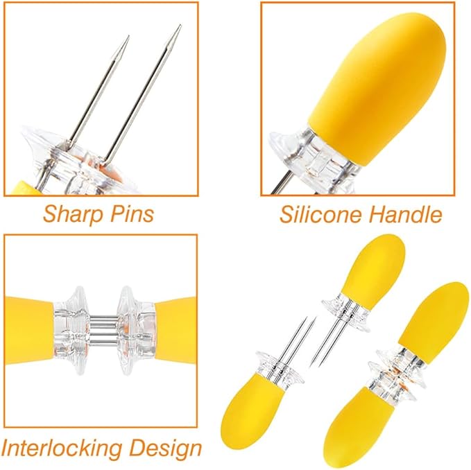 16 Pcs/8 Pairs Corn Holders, Stainless Steel Corn on The Cob Holders