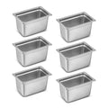 Aplancee 1/4 Hotel Pans 6 Inch Deep Stainless Steel Food Pan - Anti-Jam 6 Pack Steam Table Pan Set for Catering, Buffet Use, Kitchen Prep