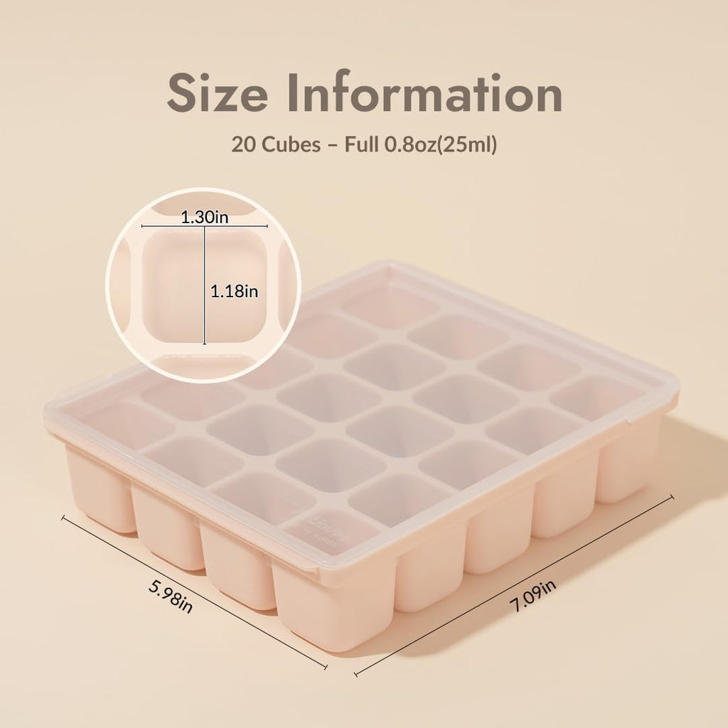 PETINUBE Baby Food Storage Silicone Cubes, Sand Beige, 20 Cubes 0.8oz