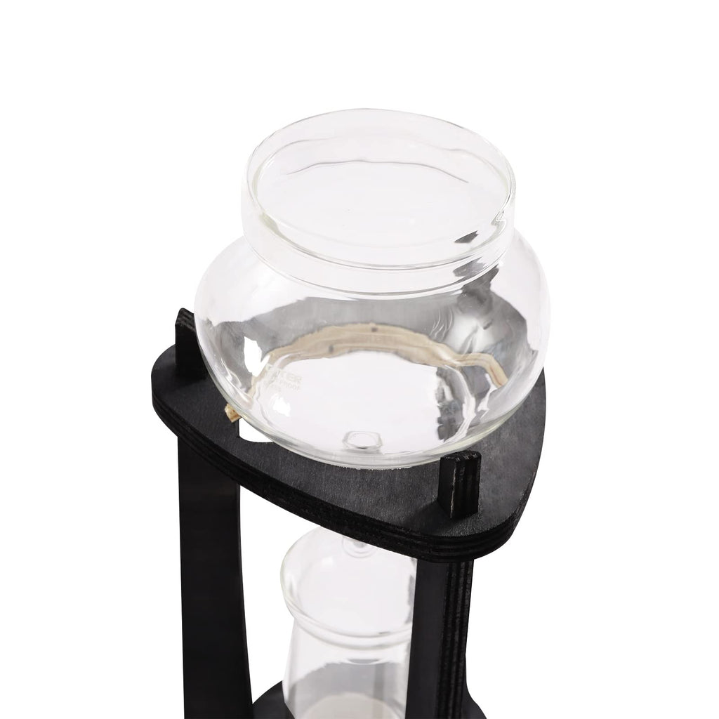 Uphilltool Cold Brew Drip Coffee Maker, 600ml/20.29 Ice Coffee Brewer Machine Cold-Drip Coffee Tower with Glass Container Wood Stand for Home Office