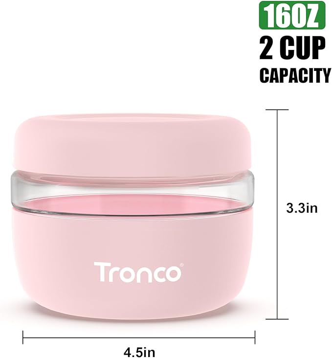 Tronco 16 oz Glass Food Storage & Lunch Bowl Containers with Airtight Lids