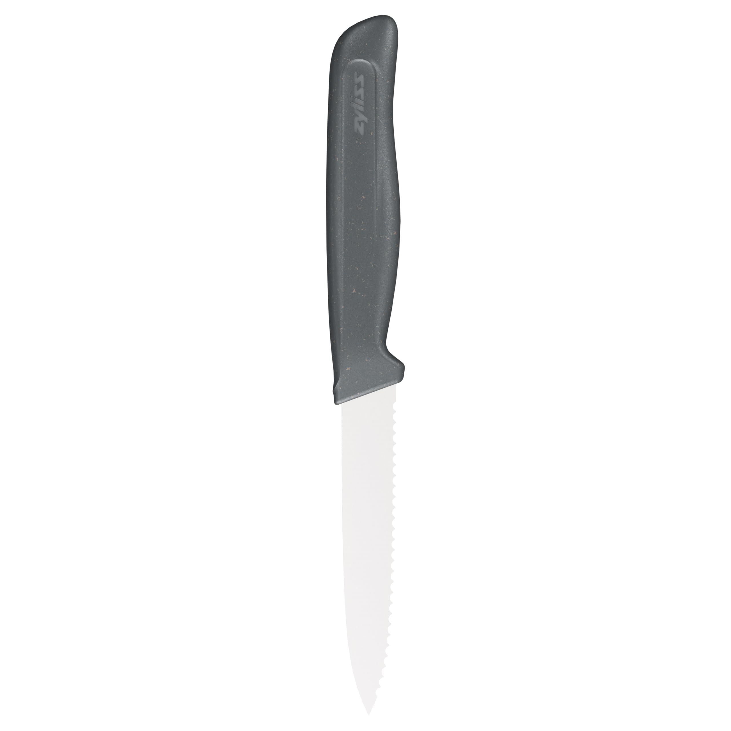 Zyliss Serrated Paring Knife – German Stainless Steel Blade with Sustainable Wheat Straw NonSlip Handle – Blade Guard Included – Dishwasher Safe – 3.9 inches - Gray