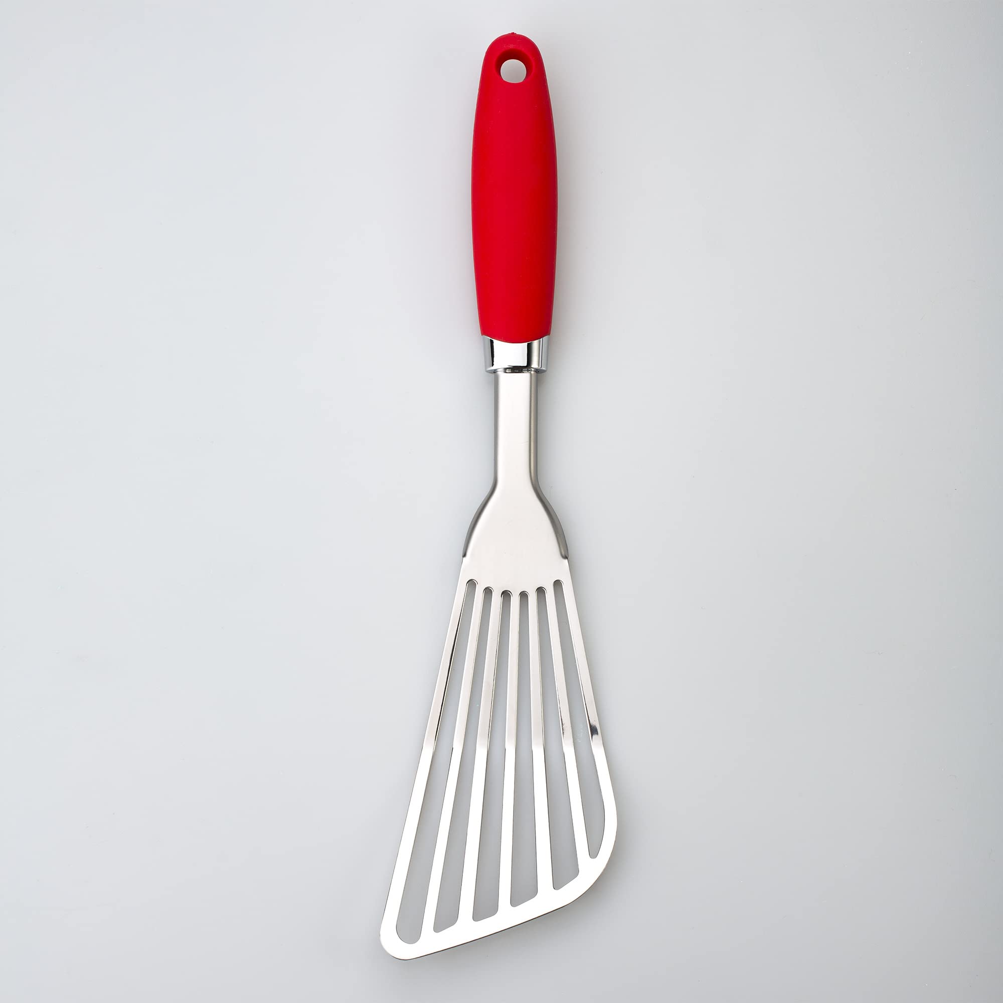 JXWING 304 Stainless Steel Fish Spatula, Flexible Slotted Turner, Red