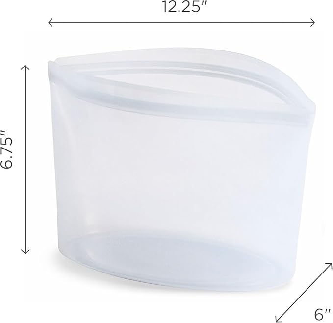 Stasher Premium Reusable Silicone Leak-Free Food Storage Bowl, Clear, 8-Cup