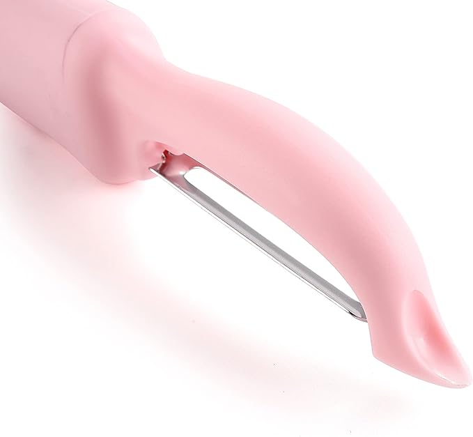 Spring Chef Swivel Vegetable Peeler with Soft Grip Handle, Pink Lemonade