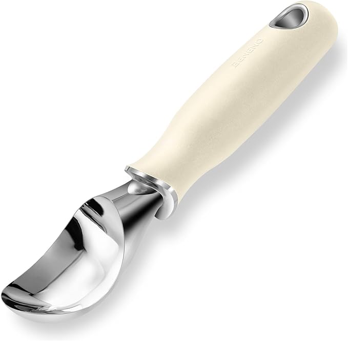 Beneno Premium Heavy Duty Ice Cream Scoop with Ergonomic Grip Handle, Cream