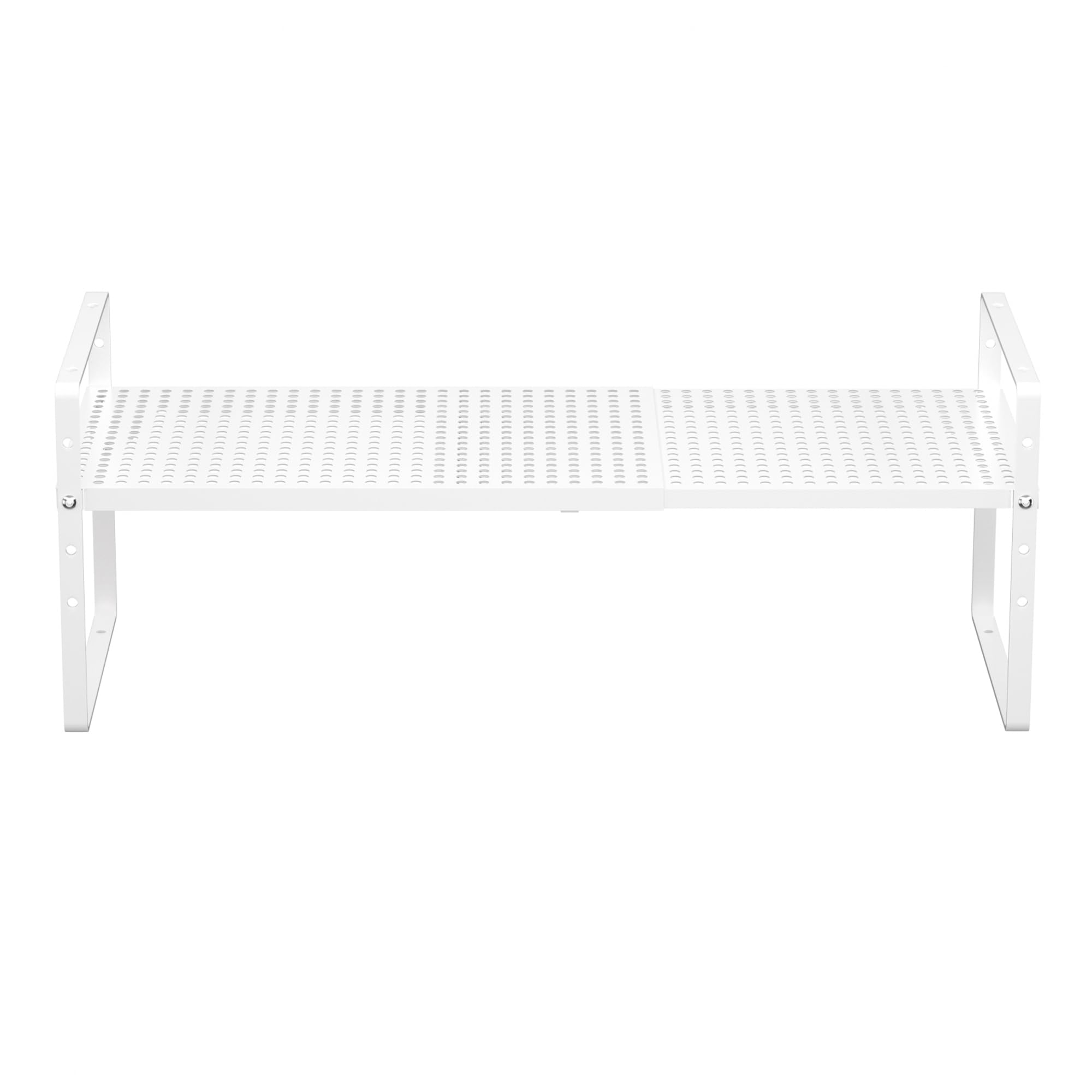 iPEGTOP Expandable Cabinet Storage Shelf Organizer Rack, Heavy Duty Stackable Steel Metal Spice Rack Adjustable Height Pantry Garage Shelf for Counter Kitchen Organization, White - 1 Pack