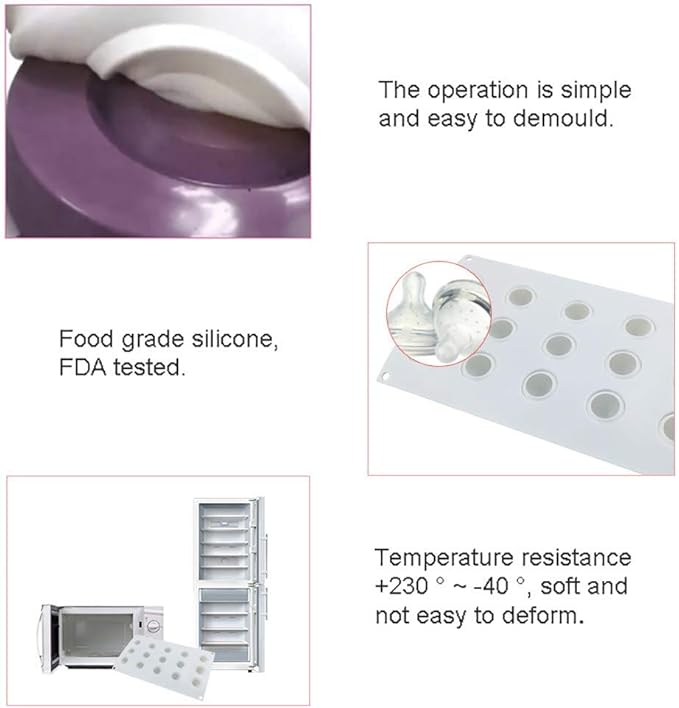 OCPO Kitchen 3D Mini Ball Silicone Mousse Cake Mold, 15 Cavities