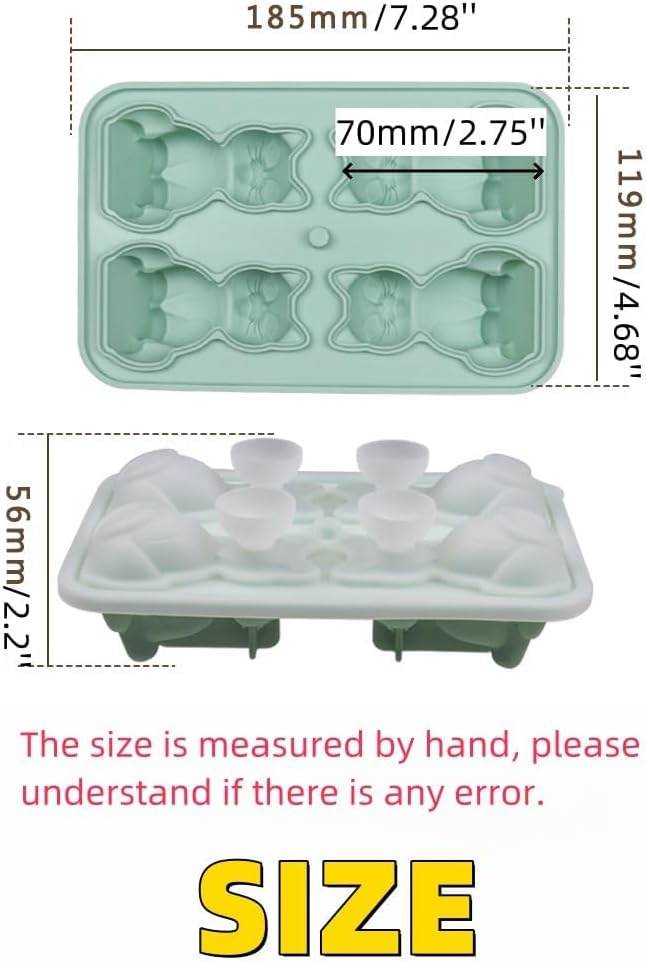 UIVXXUD Cute 3D Cat Ice Mold, Kitty Ice Cube Tray Popsicle Molds (Pink)