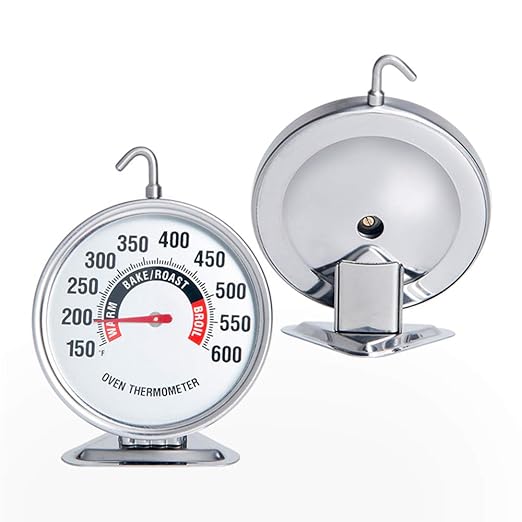 Oven Thermometer Extra Large 3" with Easy-Read Dial | 150-600F Pro Accurate Temp Gauge for Kitchen, Baking, Grill & Meat | Hang or Stand for Gas/Electric Ovens
