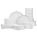 Famiware Nebula Plates and Bowls, 24-Piece Dinnerware Set, White