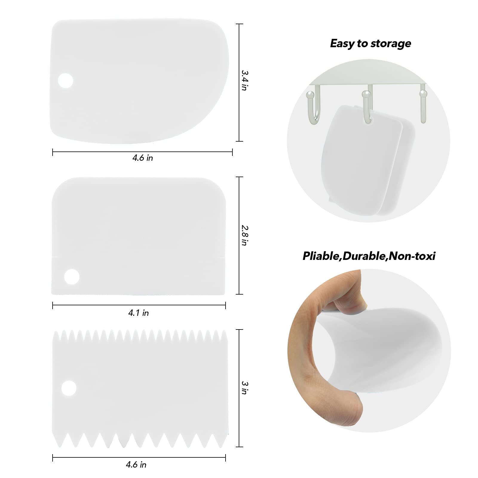 Stainless Steel Icing Spatulas Angled Cake Spatulas with 3 Cake Smoother Scrapers- Professional Frosting Offset Spatula Set with 6, 8, 10 inch Blades for Cake Decorating