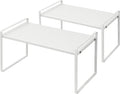 Nxconsu Stackable Cabinet Shelf Organizer 2 Pack, Standard Tall White
