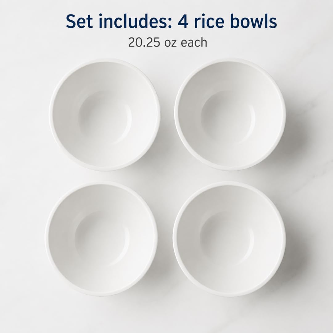 Villeroy & Boch Artesano Original Rice Bowls, Creamy White, Set of 4