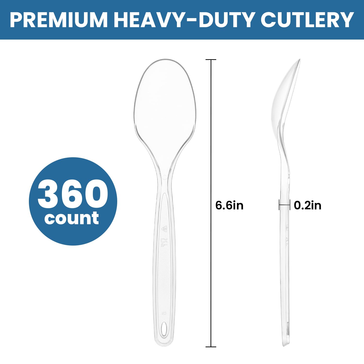 [360 Count] Clear Plastic Utensils 360 Disposable Spoons Silverware Bulk Spoons Bulk Clear Plastic Spoons Heavy Duty Silverware