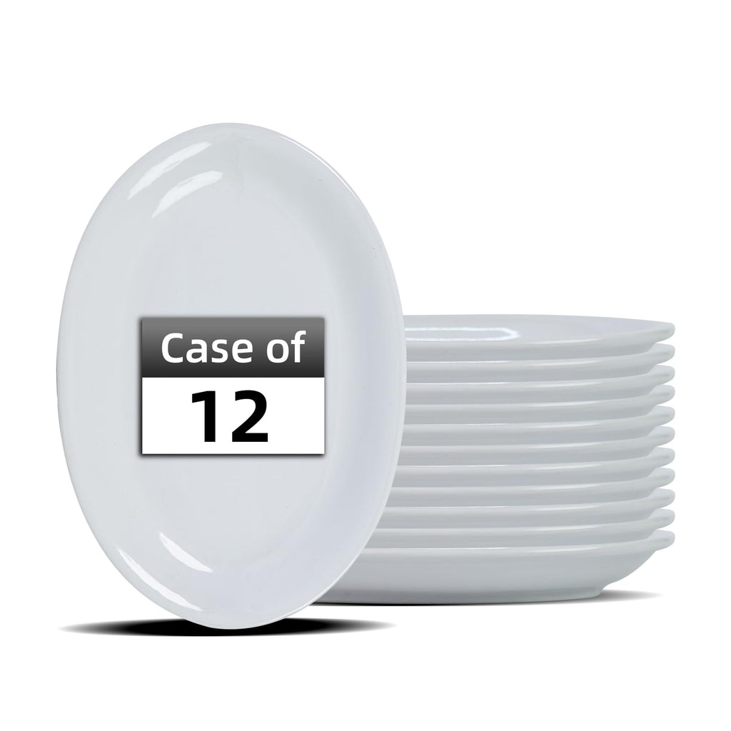 IRESTAURANT PLUS Stoneware Coupe Commercial Grade Dinnerware, Bright White, Oval Platter 11.75" x 8", Case of 12