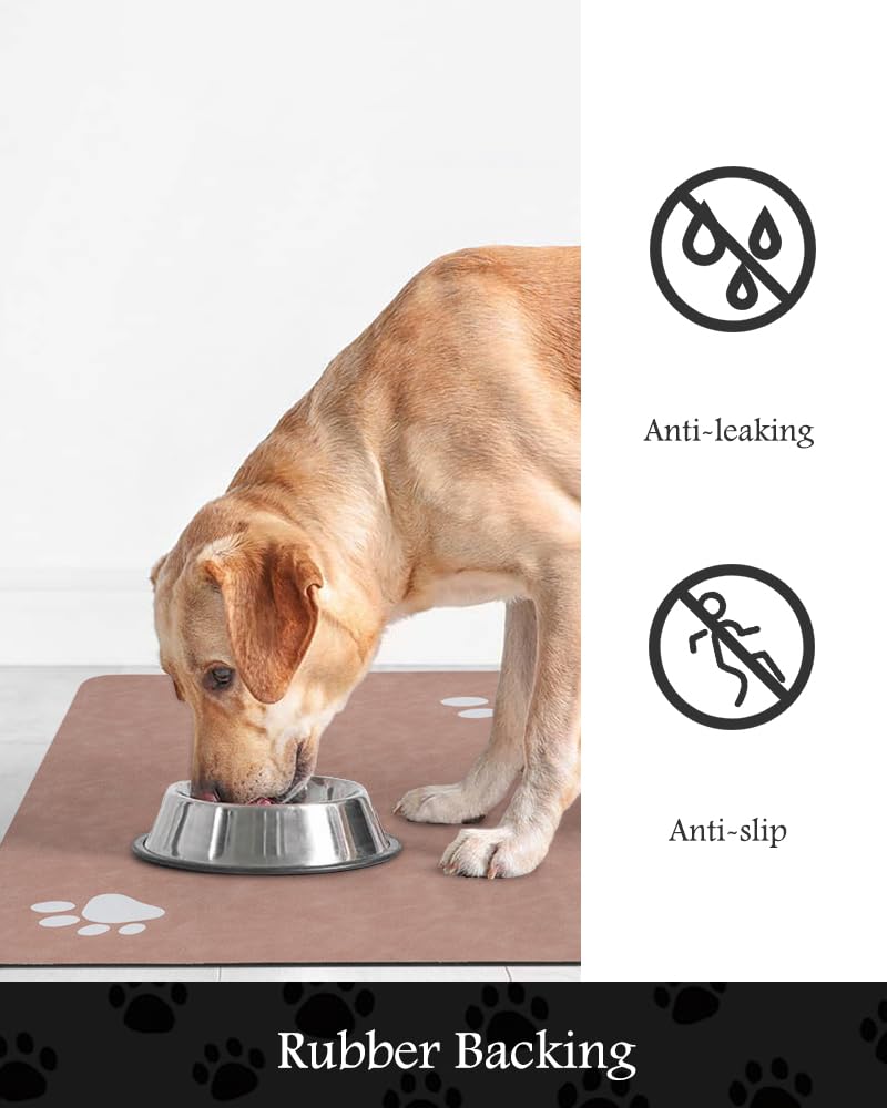 Pet Feeding Mat-Absorbent Dog Mat for Food and Water Bowl-No Stains Quick Dry Water Dispenser Mat-Dog Accessories Pet Supplies-Bowl for Messy Drinkers（Dusty Pink,16"x24"