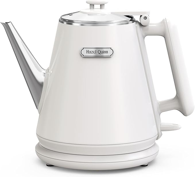 Hazel Quinn Electric Kettle, 1L/34oz Small Tea Kettle - Pearl White