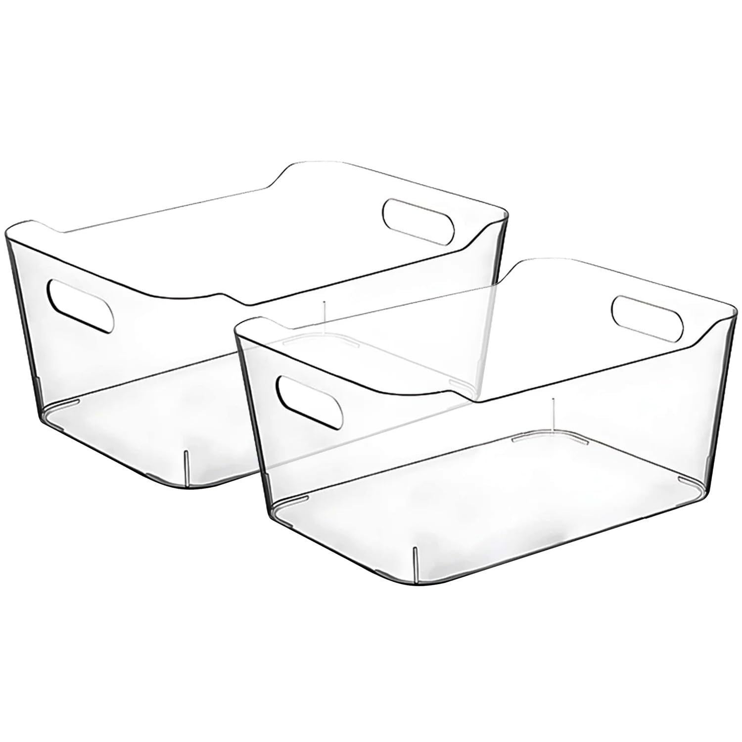 Clear Plastic Storage Bins for Kitchen Organization or Pantry Organizers and Storage, Freezer Fridge Organizer Containers Bin for Organizing Refrigerator Closet Cabinet Organizers
