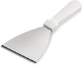New Star Foodservice Stainless Steel Slant Edge Grill Scraper with White Plastic Handle, 4 x 8.5 Inch Restaurant Grade Griddle Scraper, Flat Top Scraper, Grill Cleaning Tool