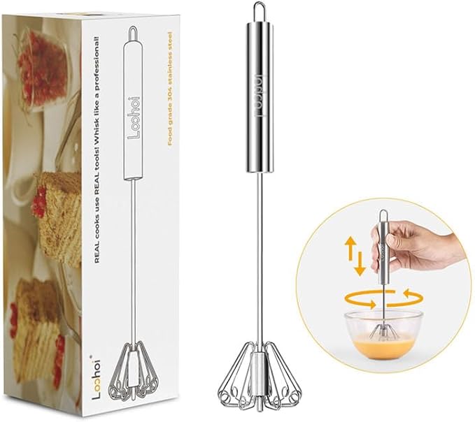 Upgraded Stainless Steel Semi-Automatic Whisk, 10 inch