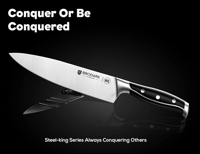 BRODARK 15Pcs High Carbon Stainless Steel Knife Set with Block, Ultra Sharp