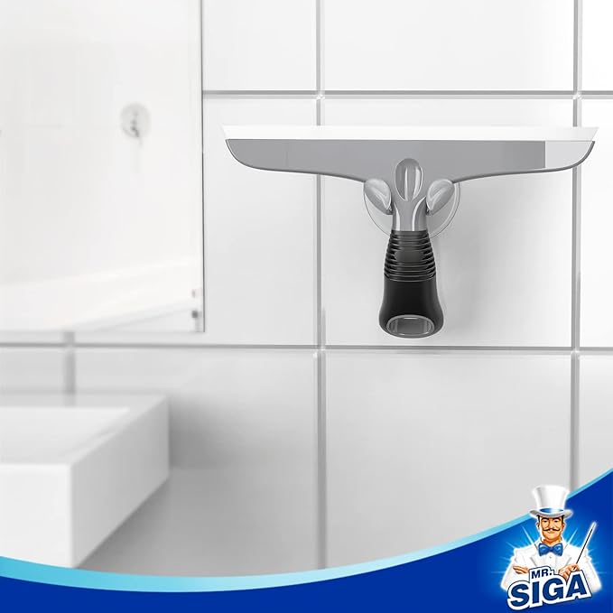MR.SIGA Silicone Squeegee for Shower Doors, 25 cm/10 inch, Gray & Black