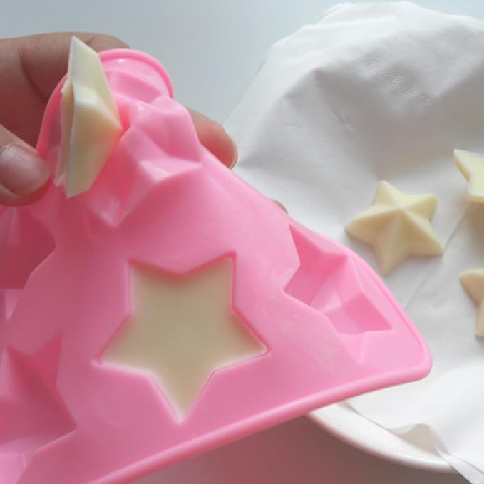 Murong Star Chocolate Mold,Reusable Five Pointed Star Silicone Mold for Making Chocolates,Ice Cubes,Jellies and Candies(Pink)