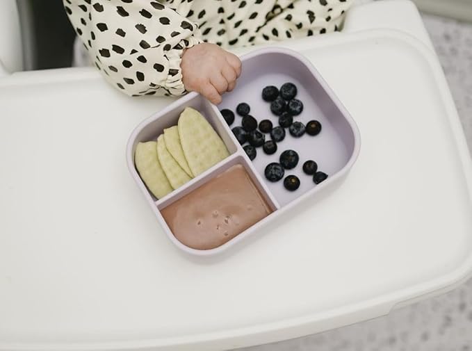 Ullabelle Kids Bento Box – 3 Compartments, Leakproof Lunch Box, BPA-Free Snack Container, Divided Lunch Box for Toddlers & Kids, Dishwasher Safe, Easy to Clean (Lilac)