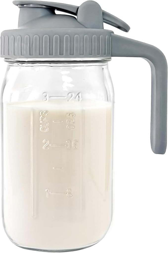 JunVpic Breast Milk Pitcher, 32 oz Wide Mouth Glass Mason Jar