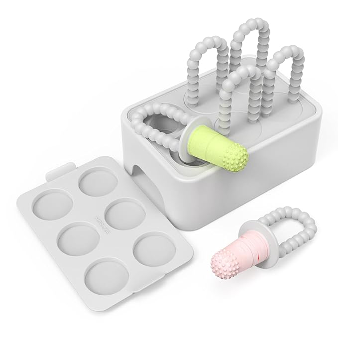 MORLIKE LIVING Baby Popsicle Molds Teething Relief, Grey