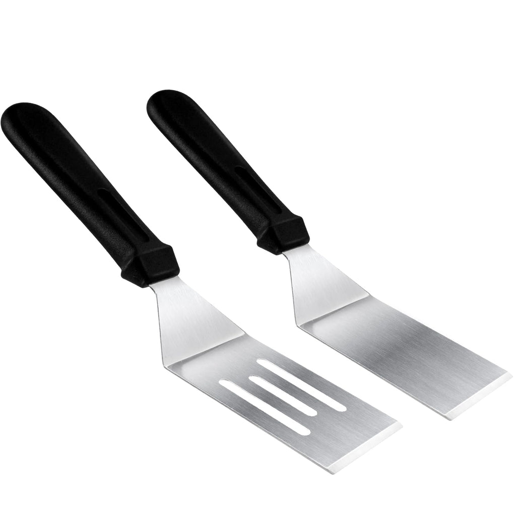 Metal Spatulas for kitchen Use, 3 PCS Professional Serving Spatula with Heat Resistant Handle, Stainless Steel Spatula Ideal for Pancakes, Eggs, Griddle Scraper, BBQ or Desserts