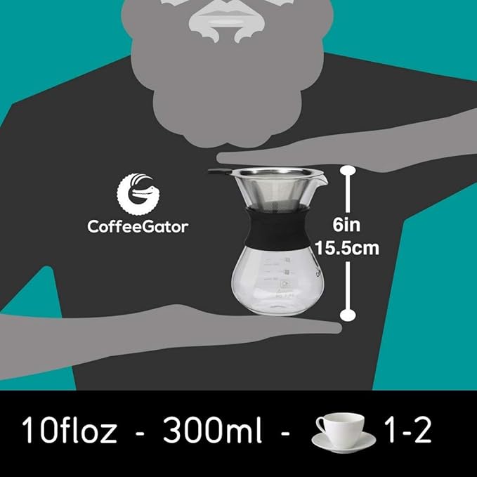 Coffee Gator Pour Over Coffee Maker Portable - 10.5oz