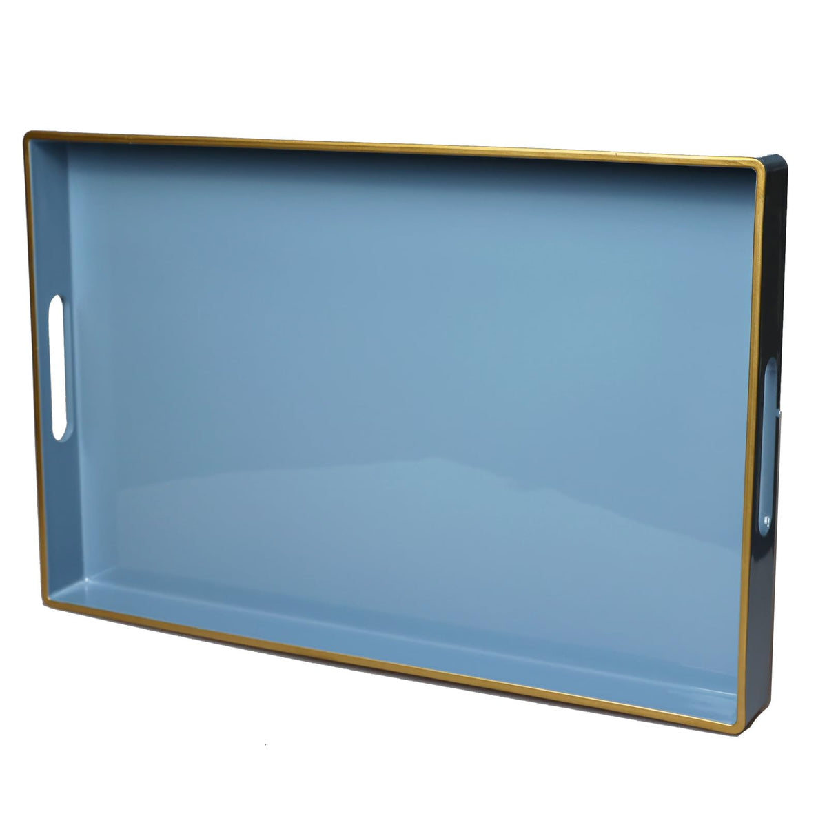 Spsyrine Green Decorative Serving Tray with Handles, Elegant Plastic Coffee Table Tray for Ottoman, Living Room, Home Decor 15.6" X 10.2"