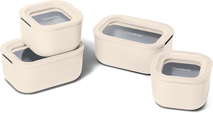 Caraway Mini Food Storage 9-Piece Set, Glass Storage Containers for Food