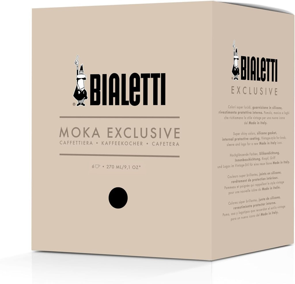 Bialetti Mocha Exclusive Black 6 Cup Open Fire (Coffee Maker, Espresso Maker, Makinetta)