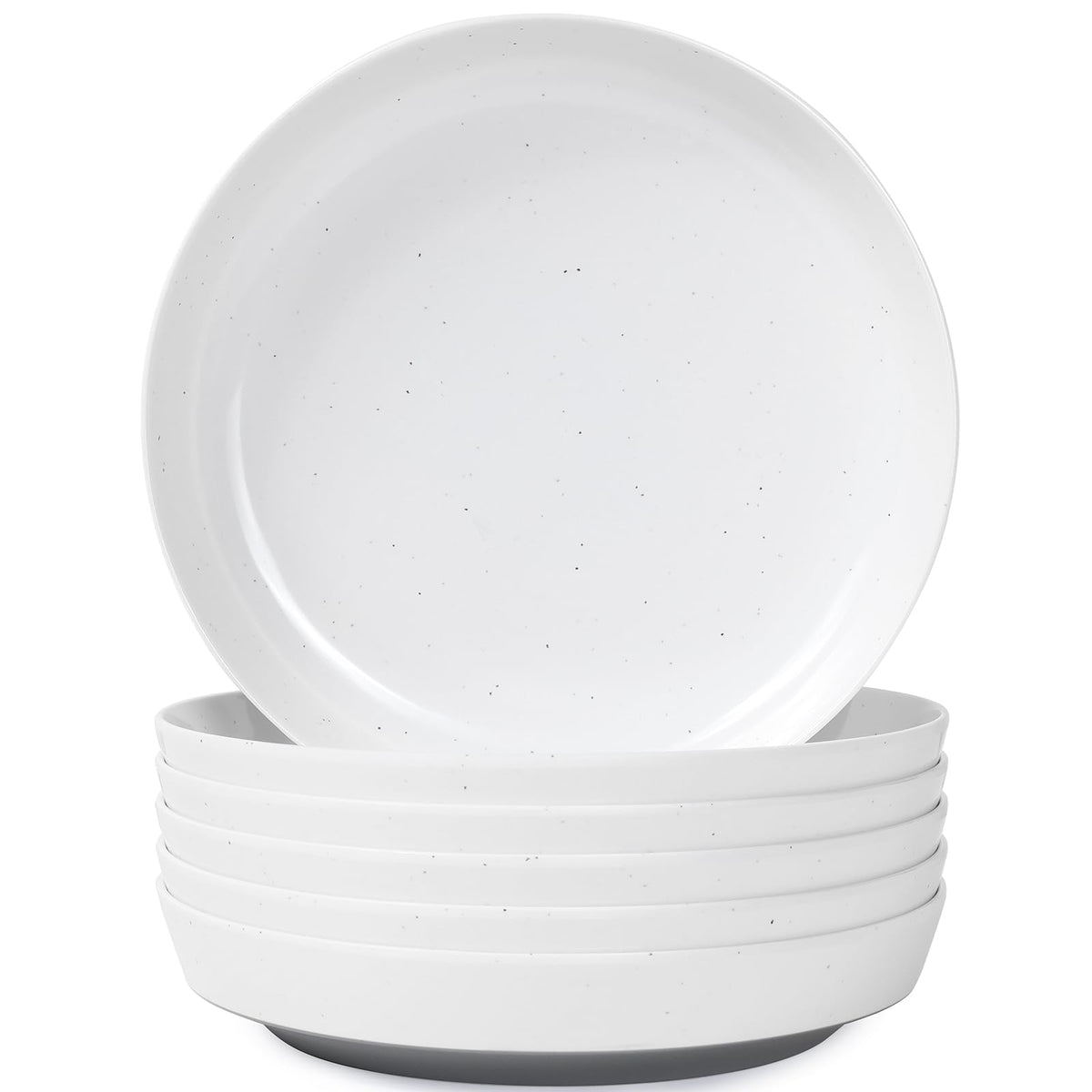 Webbylee 6-inch Melamine Bowls set of 6-20-ounce Dinnerware Cereal Bowls for Soup, Salad & Dessert | Dishwasher Safe & Space Saving(White/Grey)