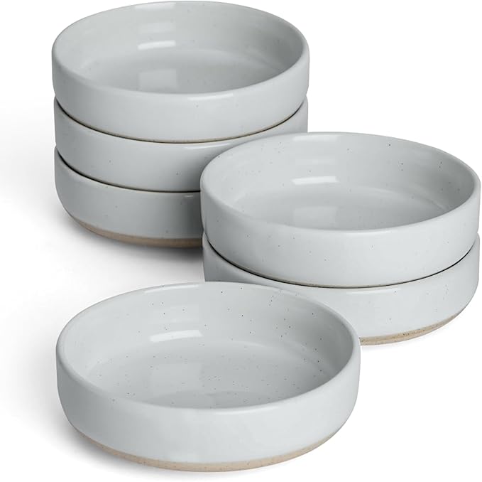 famiware Ceramic Soy Sauce Dish, 4oz Dipping Bowls Set of 6, Light Gray