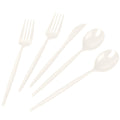 LIYH 150 Pcs Ivory Plastic Cutlery Sets - Ivory Plastic Silverware Heavyduty, Disposable Utensil Sets, 50 of Each Forks, Knives & Spoons Flatware Set for Party Birthday