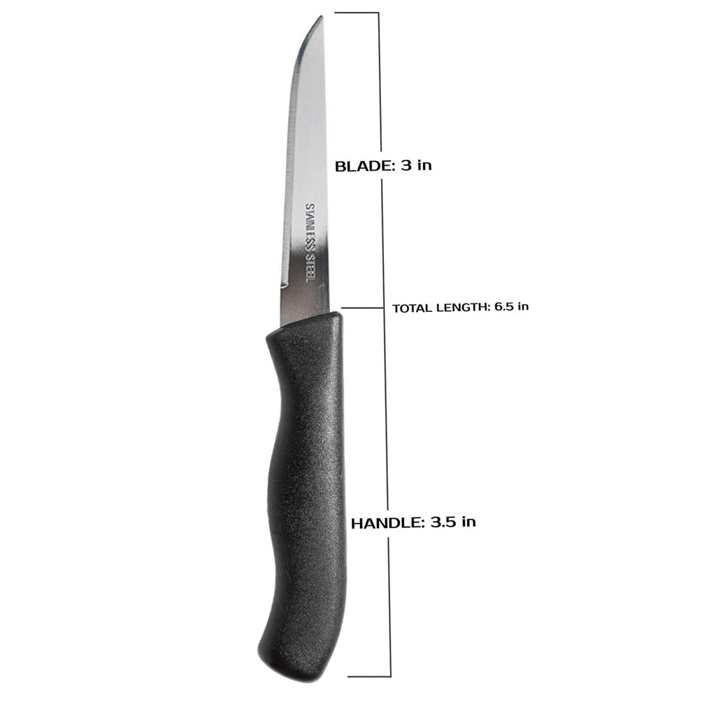 Brenium Paring and Garnishing Knife, 12-Piece Set, Straight Edge, Black
