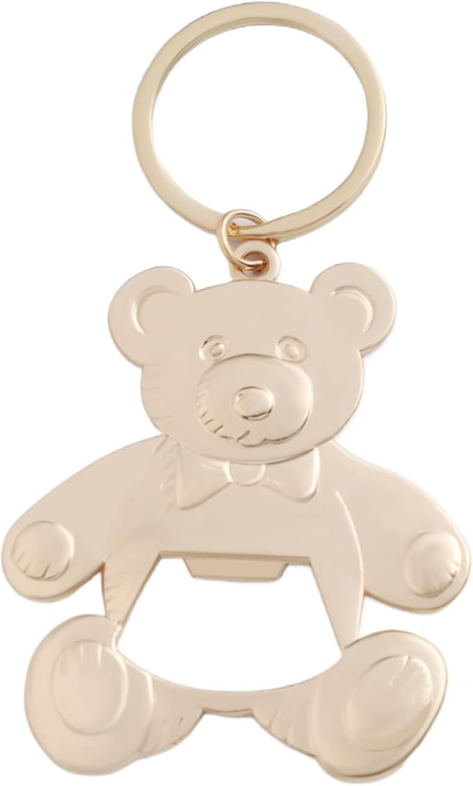 Uezea Bottle Openers Baby Shower Return Favors for Guests Cute Bottle Opener Decorations and Souvenirs with Organza Bags Tags for Theme Party Favors (Retro Style,73 pieces) (Teddy bear)