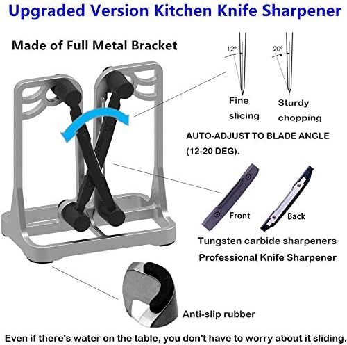 Knife Sharpener Tool with Self-Adjusting, Stainless Steel Tungsten Carbide