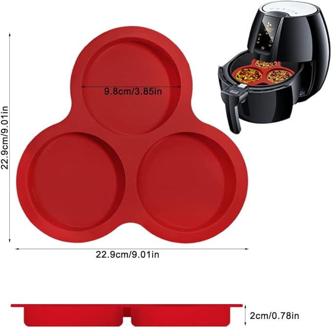 AIFUDA Nonstick Silicone Muffin Pans - 3 Cavity, 3 Pcs, Three Colors, Air Fryer Accessories for Fryers Above 6QT