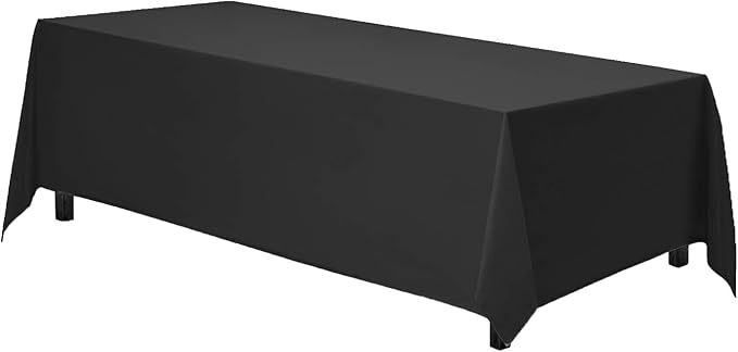 Gee Di Moda Rectangle Tablecloth - 70 x 120 Inch Black Table Cloth for 6 or 8 Foot Rectangle Tables - Heavy Duty Washable Fabric - for Holiday Party, Dinner, Weddings, Baby Shower & Events