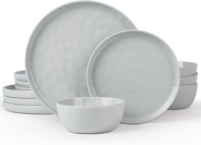Famiware Mars Stoneware Dinnerware Set for 4, Light Gray