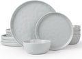 Famiware Mars Stoneware Dinnerware Set for 4, Light Gray