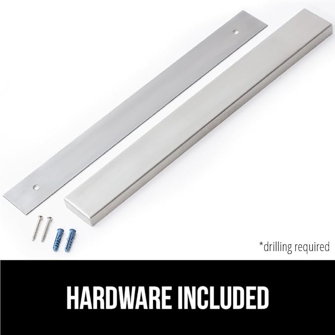 GORILLA GRIP 304 Stainless Steel Heavy Duty Magnetic Knife Holder, 16 Inch Strip, Secure Wall Mounted Bar for Knives, Tools, Holds Up to 6 lbs, Kitchen Organizer, Easy Installation, Screws Included