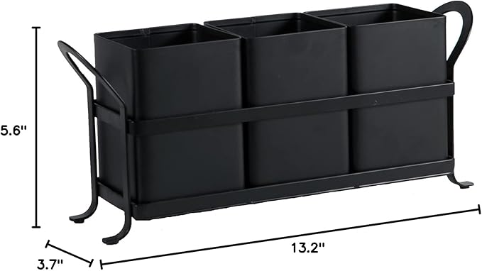 NelyBet Flatware, Cutlery,Kitchen Utensil & Silverware Caddy Organizer Bin Holder for Forks, Spoons, Knives - Perfect for Kitchen Countertop- Black