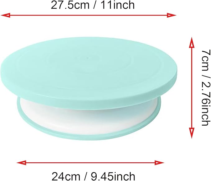 OZXNO Cake Decorating Turntable 11 Inch Cake Turntable Anti-Slip Rotating Cake Stand for Decorating(1pcs Green)