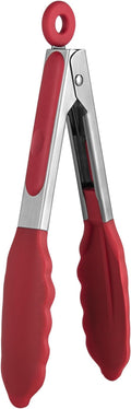 U-Taste Kitchen Tong for Cooking, 480ºF Heat-Resistant Silicone, 7in/Red
